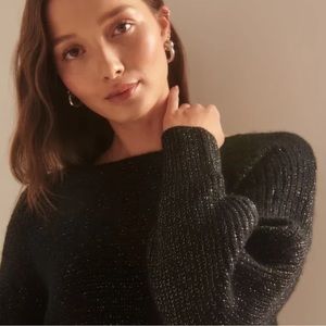 Abercrombie & Fitch | Shimmery Black Boat Neck Sweater XXS